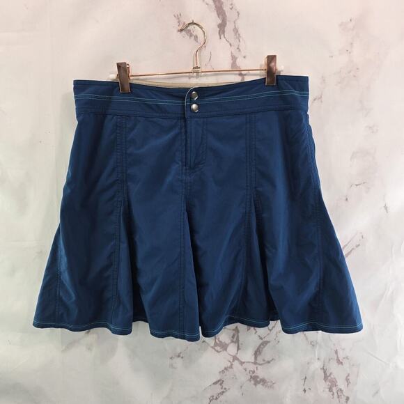 Title Nine Skirt Womens 8 Skort Blue Stretch Knee Mini Shorts Lined Pleated - Picture 1 of 11